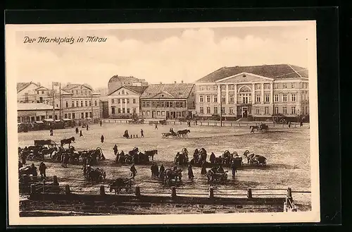 AK Mitau, Marktplatz aus der Vogelschau