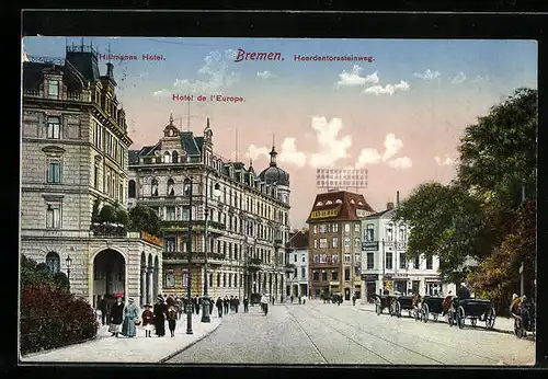 AK Bremen, Hillmanns Hotel, Hotel de l`Europe, Heerdentorssteinweg