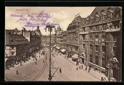 AK Chemnitz, Johannisplatz aus der Vogelschau