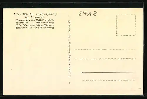 AK Ratzeburg i. Lbg., Altes Fährhaus mit Dom