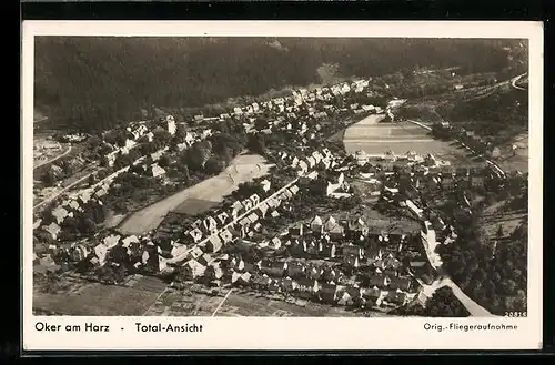 AK Oker am Harz, Totalansicht vom Flugzeug aus