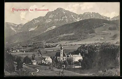 AK Höglwörth bei Teisendorf, Totalansicht von einem Berg aus
