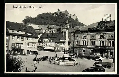 AK Kulmbach i. Bay., Markt mit Geschäften