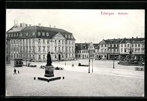 AK Erlangen, Marktplatz mit Geschäften