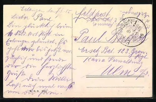 AK Erlangen, Stadtansicht aus der Vogelschau