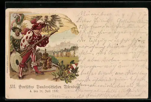 Lithographie Nürnberg, XII. Deutsches Bundesschiessen 1897
