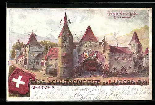 Künstler-AK Luzern, Eidg. Schützenfest 1901-Grosse Festhalle