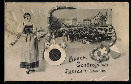 AK Zürich, Eidgenössisches Schützenfest 1907-Festumzug