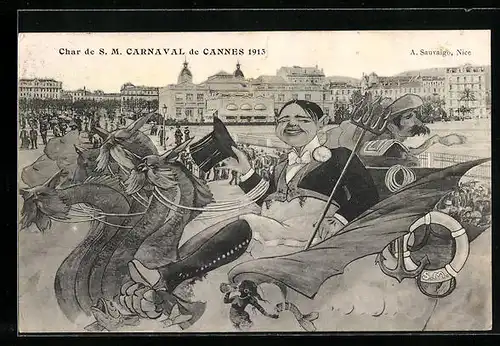 Künstler-AK Cannes, Char de S. M. Carneval 1913