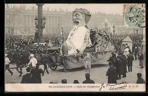 AK Paris, Mi-Carême 1906, Char de Gargantua