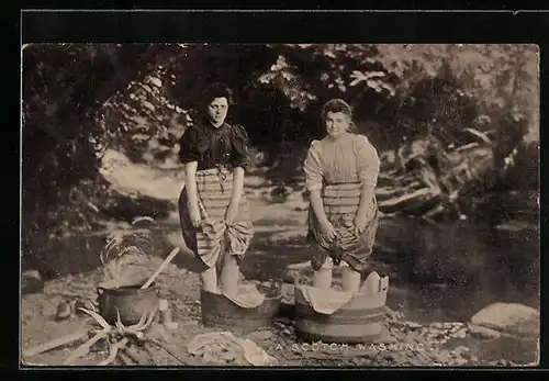 AK Waschfrauen bei der Wäsche