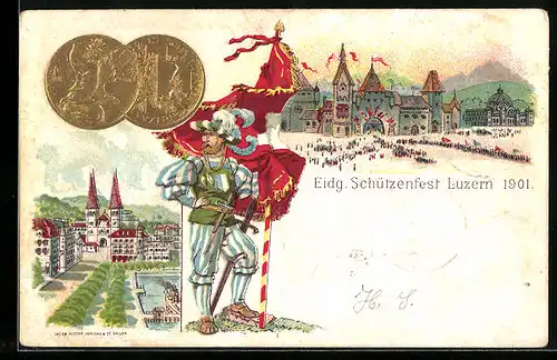 Lithographie Luzern, Eidgen. Schützenfest 1901