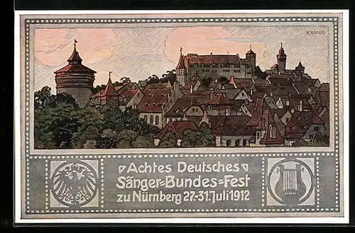 Künstler-AK Nürnberg, Achtes Deutsches Sängerbundesfest 1912, Stadtansicht