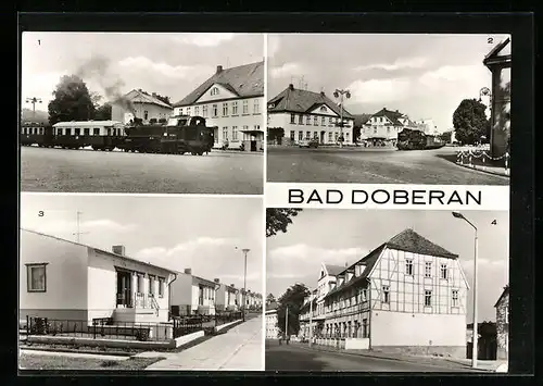 AK Bad Doberan, Kleinbahn Molly, Karl-Marx-Platz, am Nienhager Weg, Kurhaus