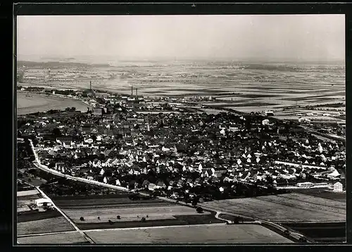 AK Gernsheim am Rhein, Totalansicht vom Flugzeug aus