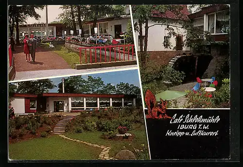 AK Bad Iburg /Teutob. Wald, Drei Ansichten vom Cafè Schlossmühle