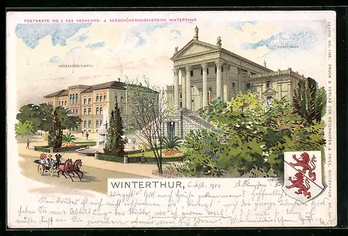 Lithographie Winterthur, Stadthaus, Primarschulhaus