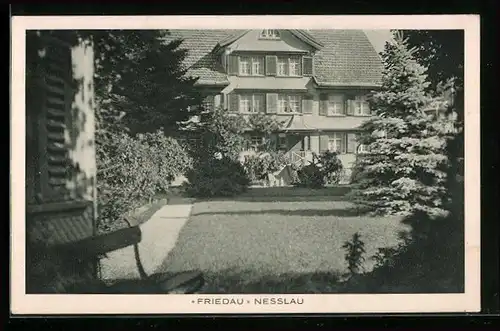 AK Nesslau, Haus Friedau bei Sonnenschein
