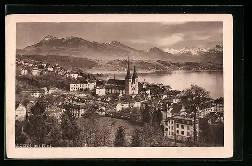 AK Luzern, Ortsansicht mit Rigi