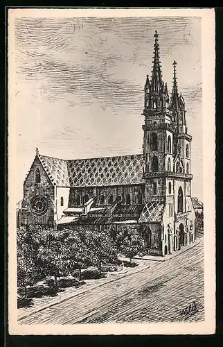 AK Basel, Strasse am Münster