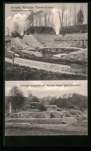 AK Augst, Römische Theater-Ruinen, Tempel beim Tempelhof