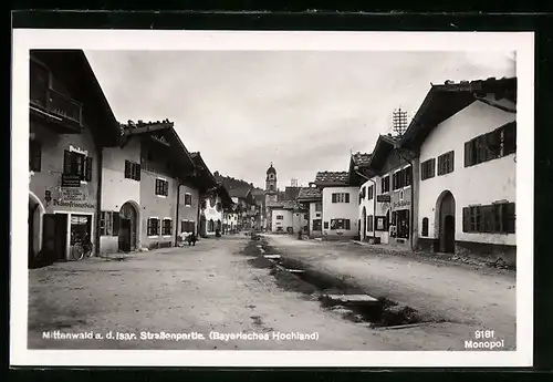 AK Mittenwald / Isar, Strassenpartie