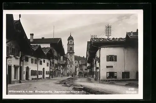 AK Mittenwald a. d. Isar, Strassenpartie