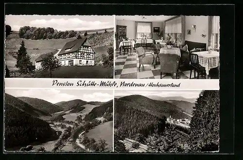 AK Nordenau / Hochsauerland, Pension Schütte-Mühle, Gesamtansichten der Ortschaft