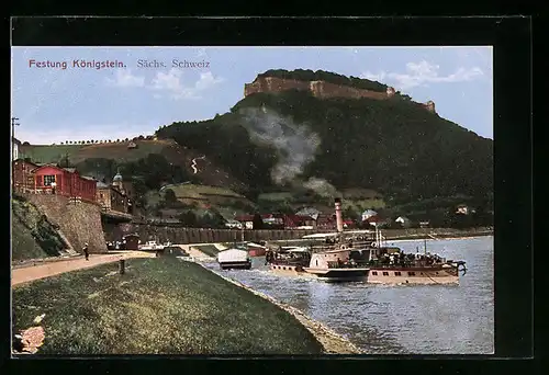 AK Königstein / Sächs. Schweiz, Blick auf die Festung