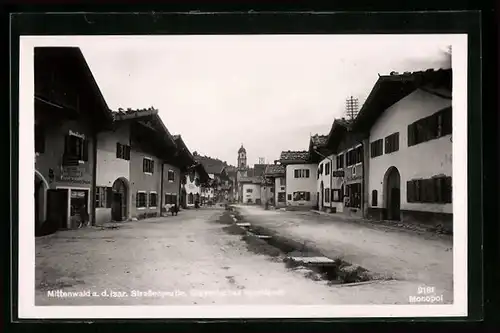 AK Mittenwald / Isar, Strassenpartie