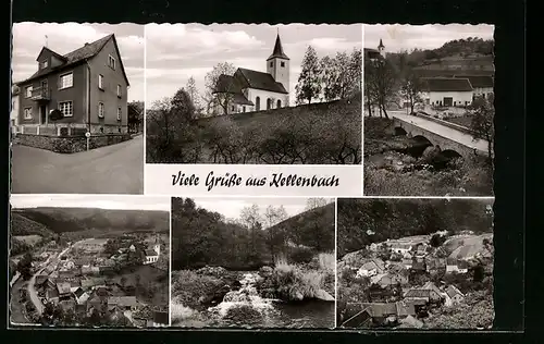 AK Kellenbach, Gebäude, Kirche, Gemischtwaren Jakob Zerfass, Totalansichten