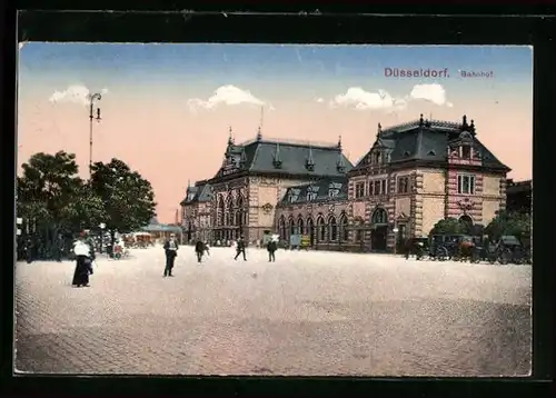 AK Düsseldorf, Blick zum Bahnhof