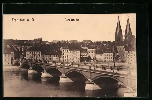 AK Frankfurt a. O., Oder-Brücke mit Umgebung