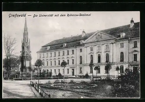 AK Greifswald, Universität mit Rubenow-Denkmal