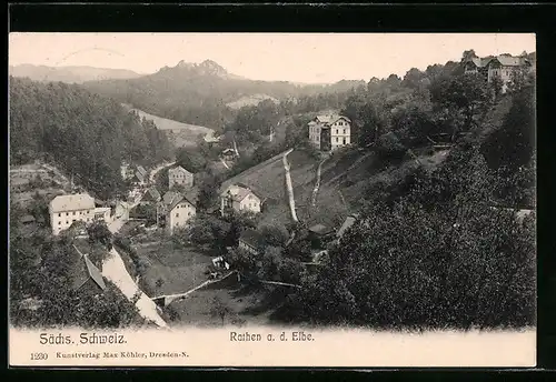 AK Rathen a. d. Elbe, Totale vom Berg aus gesehen