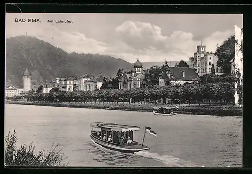 AK Bad Ems / Lahn, Ortspartie am Flussufer