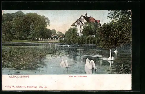 AK Glücksburg, Blick zum Hotel Villa am Schlosssee