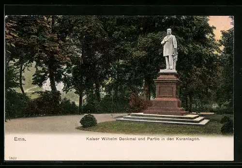 AK Bad Ems, Kaiser Wilhelm Denkmal in den Kuranlagen