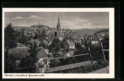 AK Warstein / Sauerland, Gesamtansicht mit Kirche