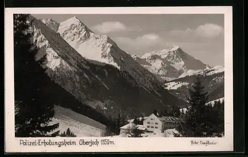AK Oberjoch, Polizei-Erholungsheim mit Gebirge im Winter