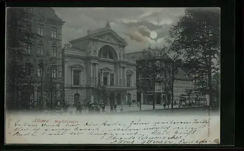Mondschein-AK Hamburg-Altona, Stadttheater