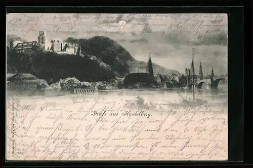 AK Heidelberg, Blick zum Schloss