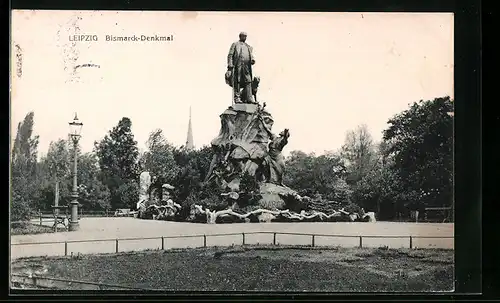 AK Leipzig, Partie am Bismarckdenkmal