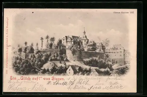 AK Siegen, Oberes Schloss im Jahre 1867