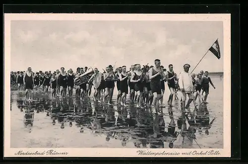 AK Büsum / Nordseebad, Wattenpolonaise mit Onkel Pelle