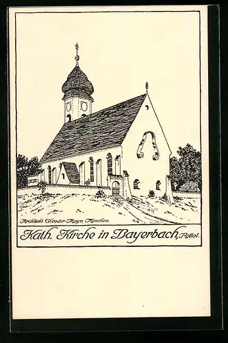 Künstler-AK Bayerbach / Rottal, Katholische Kirche