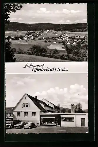 AK Affolterbach /Odw., Ortsansicht, Gasthaus und Pension Zur Krone