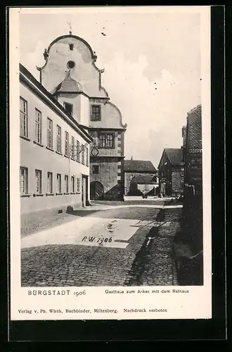 AK Bürgstadt, Gasthaus zum Anker mit dem Rathaus