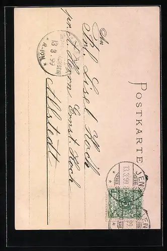 Künstler-AK Jena, Strassenpartie am Burgkeller