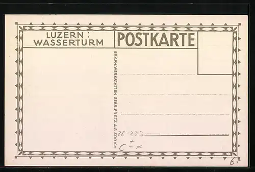 Künstler-AK Ernst E. Schlatter: Luzern, Partie am Wasserturm